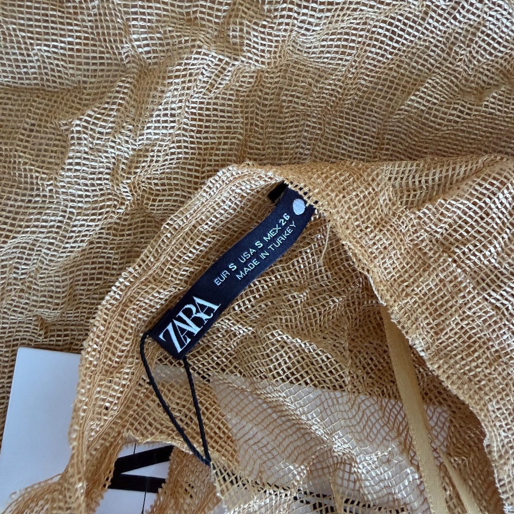 Zara Wrinkled Kimono Top Sz S Golden - Picture 8 of 8